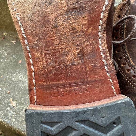 Frye Johnny Brown Wingtip Lace Up Men's Leather Shoes sz 10 - Picture 11 of 14